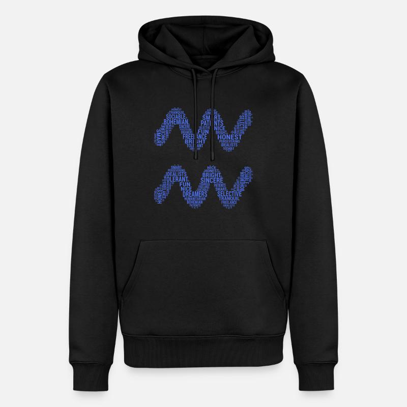 Traits du signe du Verseau - Sweat à capuche Premium bio Homme - noir