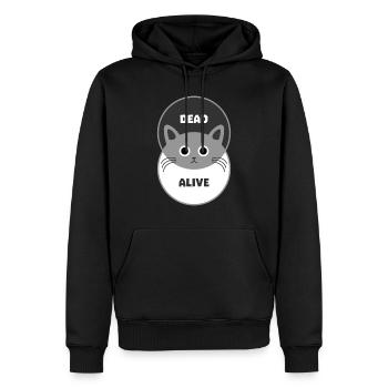 Le chat de Schrödinger - Sweat à capuche Premium bio Homme - noir - Devant - Nico (187cm)