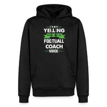 Ich schreie nicht, das ist nur mein Fußballtrainer - Männer Premium Bio Hoodie - Schwarz - Vorne - Nico (187cm)