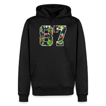 87 - Sweat à capuche Premium bio Homme - noir - Devant - Nico (187cm)