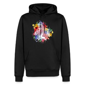 accordéon - Sweat à capuche Premium bio Homme - noir - Devant - Nico (187cm)