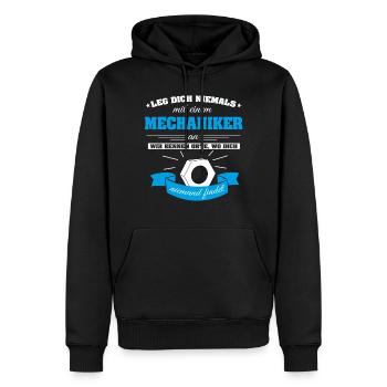 Mechaniker - Männer Premium Bio Hoodie - Schwarz - Vorne - Nico (187cm)