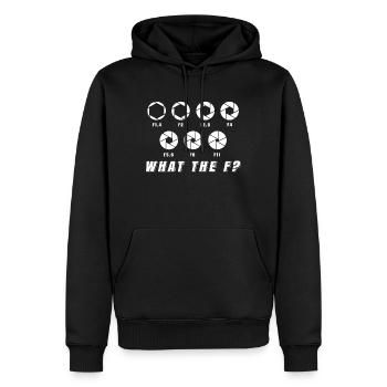 What The F Lens Photographer Shirt Gift Camera - Men’s Premium Organic Hoodie - black - Front - Nico (187cm)