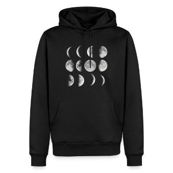 Lune phase cadeau lune croissant de lune pleine lune nuit - Sweat à capuche Premium bio Homme - noir - Devant - Nico (187cm)