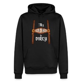 My Lederhosen Is Dirty Funny T-Shirt - Männer Premium Bio Hoodie - Schwarz - Vorne - Nico (187cm)
