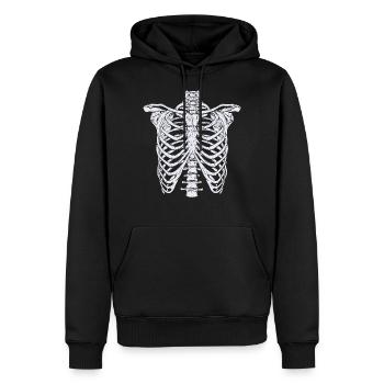 Cage de squelette Côtelette Happy Halloween Trick Or Treat - Sweat à capuche Premium bio Homme - noir - Devant - Nico (187cm)