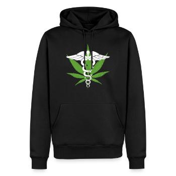 Marijuana médicale - herbe de cannabis thérapeutique - Sweat à capuche Premium bio Homme - noir - Devant - Nico (187cm)