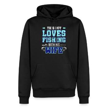 Pêche avec sa femme Pêcheur Pêcheur Poisson Cadeau - Sweat à capuche Premium bio Homme - noir - Devant - Nico (187cm)