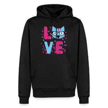 Katzenliebhaber-Jungen-Mädchen scherzt Liebes-Katzen-Haustier-Tier - Männer Premium Bio Hoodie - Schwarz - Vorne - Nico (187cm)