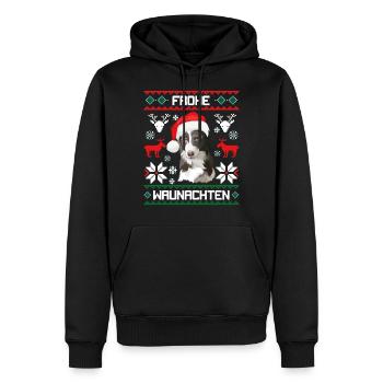 Border Collie Frohe Waunachten - Männer Premium Bio Hoodie - Schwarz - Vorne - Nico (187cm)