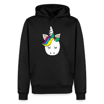 Licorne - Licorne - Licorne - Sweat à capuche Premium bio Homme - noir - Devant - Nico (187cm)