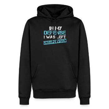 In meiner Verteidigung war ich unbeaufsichtigt, in meiner Verteidigung blieb ich unbeaufsichtigt - Männer Premium Bio Hoodie - Schwarz - Vorne - Nico (187cm)