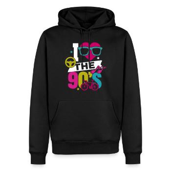 90er Jahre 90er - Männer Premium Bio Hoodie - Schwarz - Vorne - Nico (187cm)