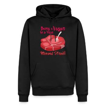 Steak - Männer Premium Bio Hoodie - Schwarz - Vorne - Nico (187cm)