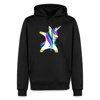 Dabbing unicorn Einhorn - Männer Premium Bio Hoodie - Schwarz - Vorne - Nico (187cm)