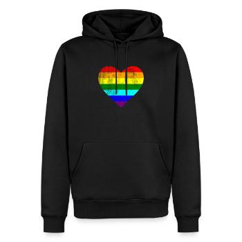 Heart LGTB Pride Gay Gay Lesbian Rainbow - Sweat à capuche Premium bio Homme - noir - Devant - Nico (187cm)