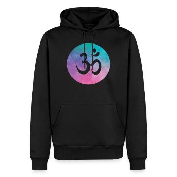Signe Om Aquarelle Yoga Spiritualité Namaste - Sweat à capuche Premium bio Homme - noir - Devant - Nico (187cm)