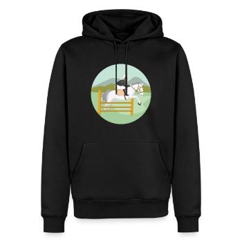 Cheval de saut d'obstacles - Sweat à capuche Premium bio Homme - noir - Devant - Nico (187cm)