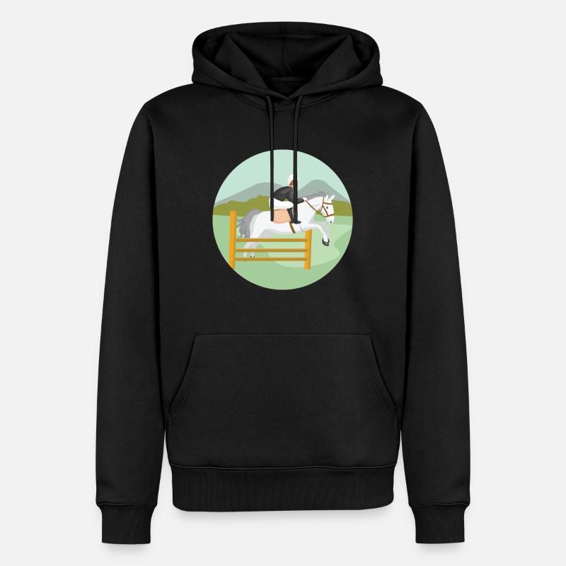 Springreiten Pferd - Männer Premium Bio Hoodie - Schwarz