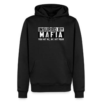 Mafia Versicherung - Männer Premium Bio Hoodie - Schwarz - Vorne - Nico (187cm)