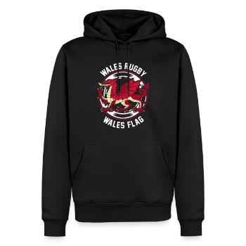 Wales-Rugby Fan-Shirt Waliser-Flaggengeschenk - Männer Premium Bio Hoodie - Schwarz - Vorne - Nico (187cm)