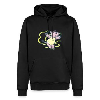 Nilpferd Turner - Männer Premium Bio Hoodie - Schwarz - Vorne - Nico (187cm)