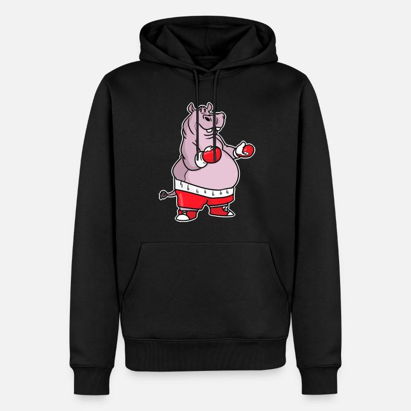 Nilpferd Boxen - Männer Premium Bio Hoodie - Schwarz