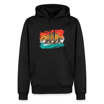 Bunter Retro Dachs - Männer Premium Bio Hoodie - Schwarz - Vorne - Nico (187cm)