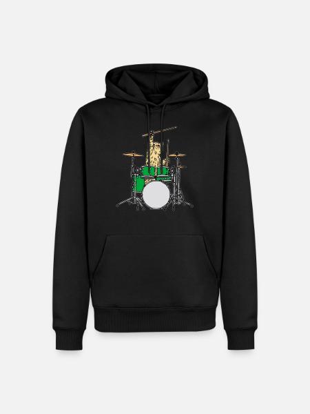 Cat drummer - Men’s Premium Organic Hoodie - black