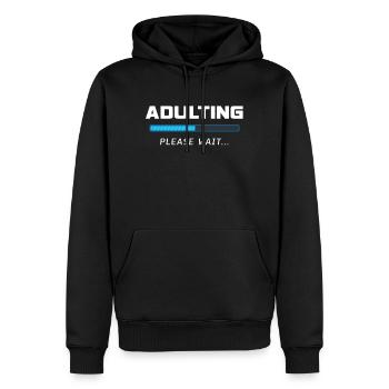 Adulting s'il vous plaît attendre - Sweat à capuche Premium bio Homme - noir - Devant - Nico (187cm)