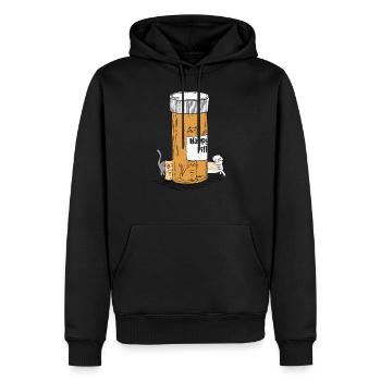 Happy Pills Cats - Sweat à capuche Premium bio Homme - noir - Devant - Nico (187cm)