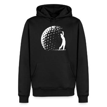Golfball Abschlag Silhouette Geschenk Golfer Hole - Männer Premium Bio Hoodie - Schwarz - Vorne - Nico (187cm)