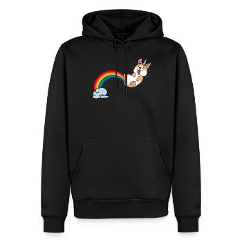 Furz Einhorn Regenbogen Geschenk Corgi Welsh Hund - Männer Premium Bio Hoodie - Schwarz - Vorne - Nico (187cm)