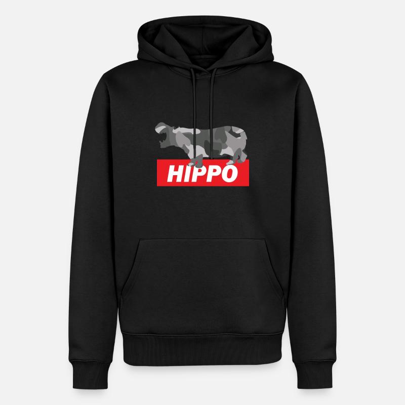 Nilpferd - Männer Premium Bio Hoodie - Schwarz