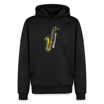 Saxophone Saxophone Jazz Blues Soul America Retro - Sweat à capuche Premium bio Homme - noir - Devant - Nico (187cm)
