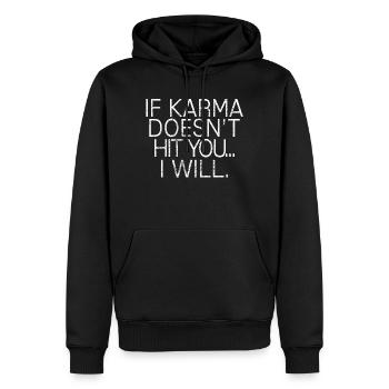 karma - Sweat à capuche Premium bio Homme - noir - Devant - Nico (187cm)