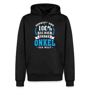 Bester Onkel der Welt - Männer Premium Bio Hoodie - Schwarz - Vorne - Nico (187cm)