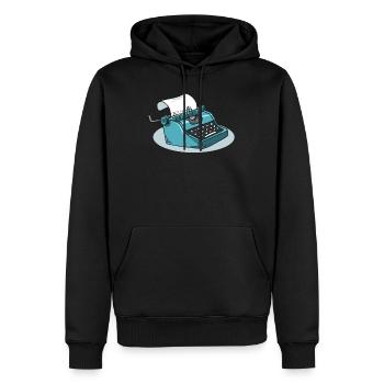 Livre de machine à écrire écrire un texte auteur cadeau - Sweat à capuche Premium bio Homme - noir - Devant - Nico (187cm)