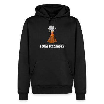 Ich liebe Vulkane Vulkan Liebe Herz Lava Ausbruch - Männer Premium Bio Hoodie - Schwarz - Vorne - Nico (187cm)