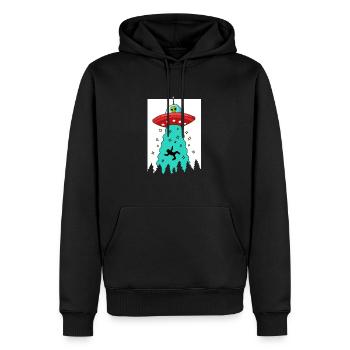 Cadeau de vaisseau spatial extraterrestre UFO - Sweat à capuche Premium bio Homme - noir - Devant - Nico (187cm)