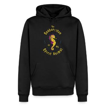 Cadeau drôle de chemise de licorne d'hippocampe - Sweat à capuche Premium bio Homme - noir - Devant - Nico (187cm)