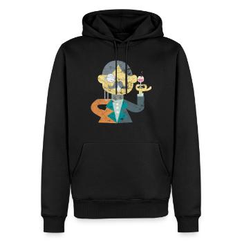 Art gentleman avec cadeau monocle et barbe - Sweat à capuche Premium bio Homme - noir - Devant - Nico (187cm)