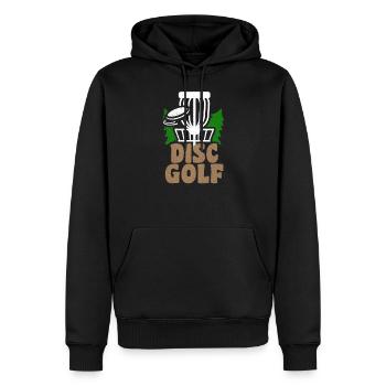 Cadeau de disque panier en bois Fresbee Golf - Sweat à capuche Premium bio Homme - noir - Devant - Nico (187cm)
