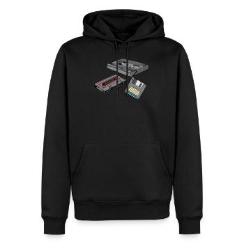 Retro Kassette Diskette VHS Videokassette Geschenk - Männer Premium Bio Hoodie - Schwarz - Vorne - Nico (187cm)