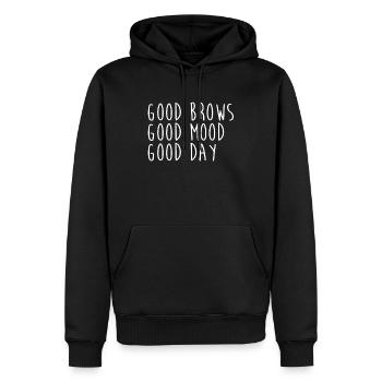 Cosmétologie Microblading Good Brows Good Mood - Sweat à capuche Premium bio Homme - noir - Devant - Nico (187cm)