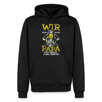Papa pompiers cadeau - Sweat à capuche Premium bio Homme - noir - Devant - Nico (187cm)