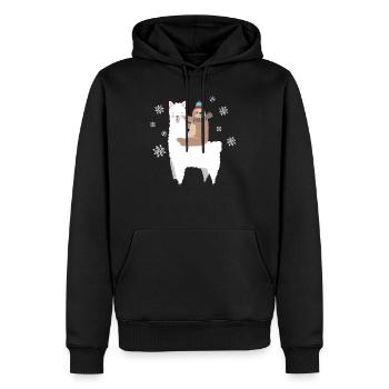 Sloth Riding Lama Funny Weihnachtsschal Santa Hat - Männer Premium Bio Hoodie - Schwarz - Vorne - Nico (187cm)