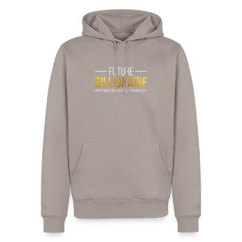 Zukünftiger Milliardär Erfinder Unternehmer - Männer Premium Bio Hoodie - Taupe - Vorne - Nico (187cm)