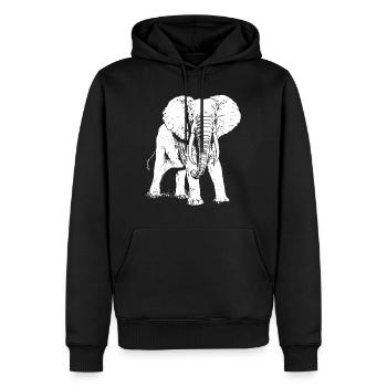 Cadeau animal éléphant - Sweat à capuche Premium bio Homme - noir - Devant - Nico (187cm)