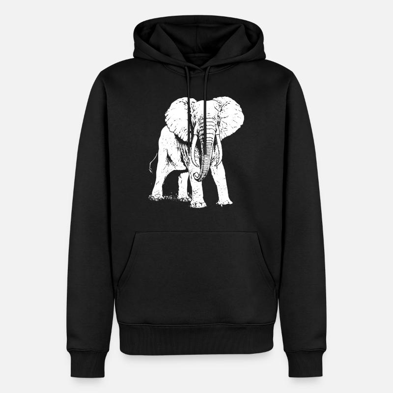 Cadeau animal éléphant - Sweat à capuche Premium bio Homme - noir